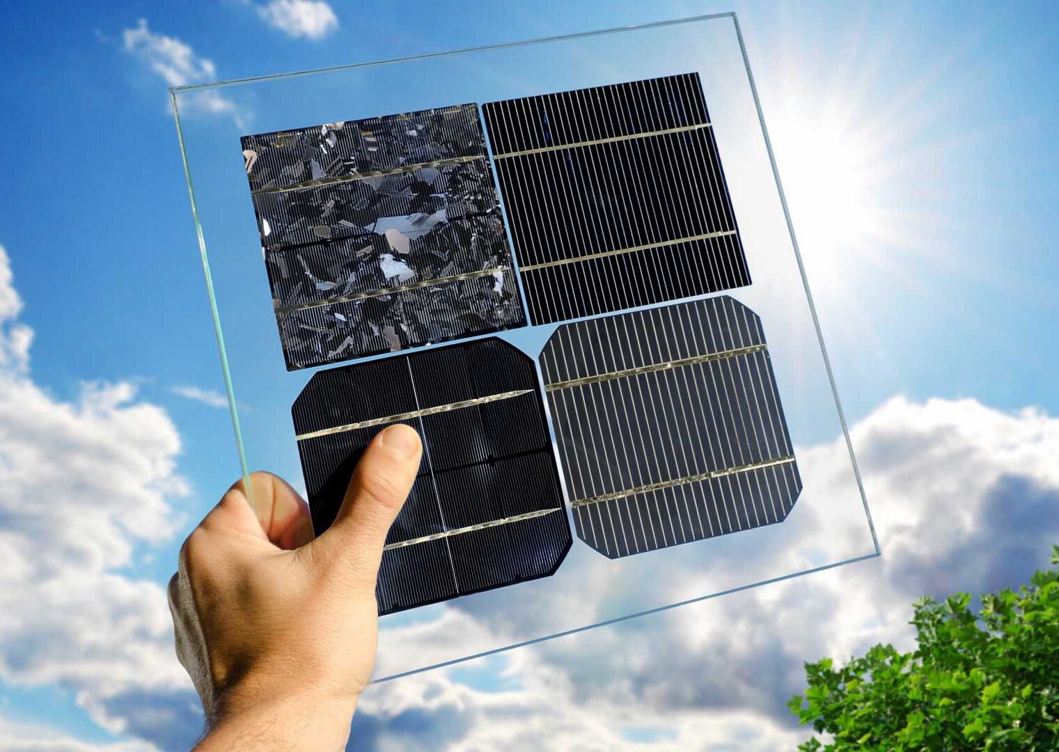 Verschiedene Solarmodule mit unterschiedlichem Aufbau