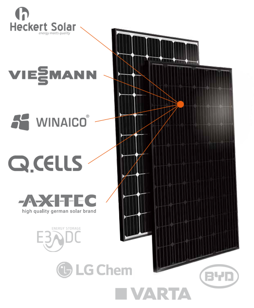 Solarmodule mit Herstellerlogos