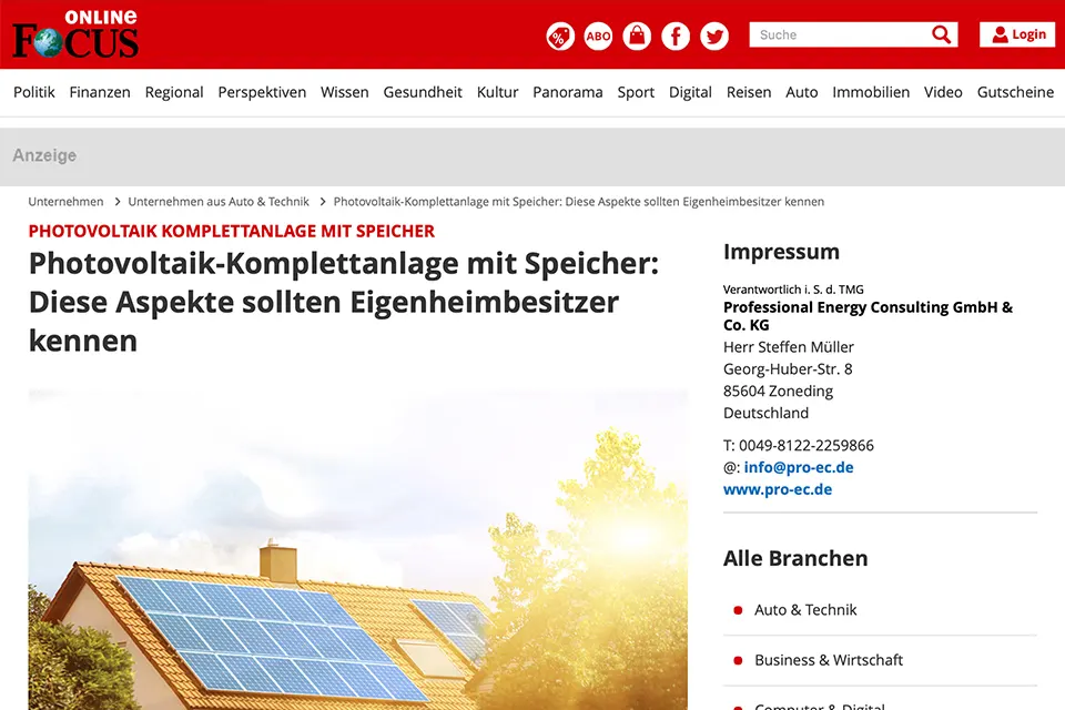 PEC Presseartikel auf Focus