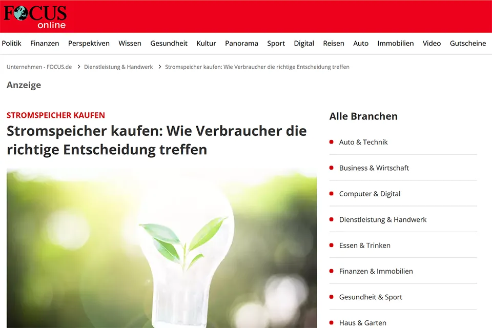 PEC Presseartikel auf Focus.online